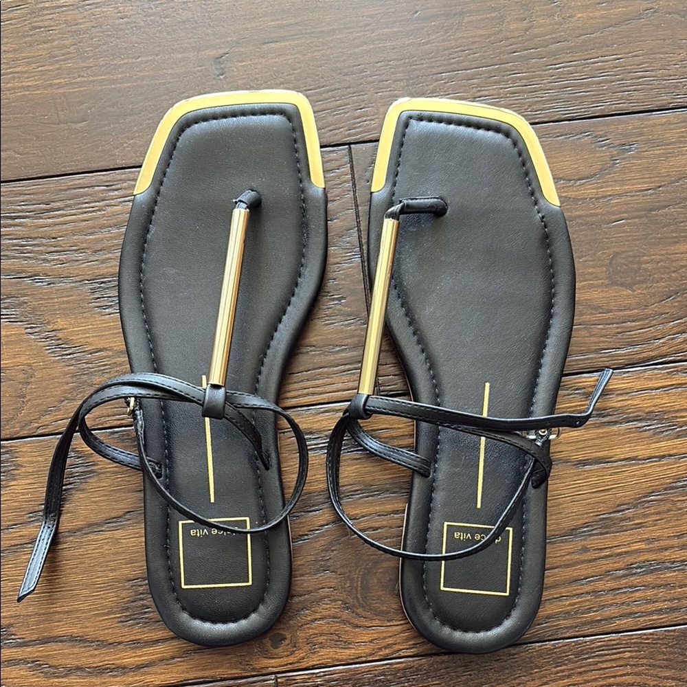 Dolce Vita Black and Gold Minimalist Sandals